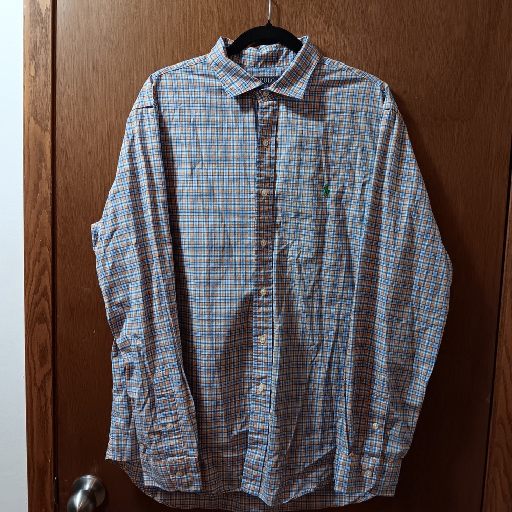 Polo Ralph Lauren Mens XL‎ Plaid Stretch Button Up Long Sleeve Shirt